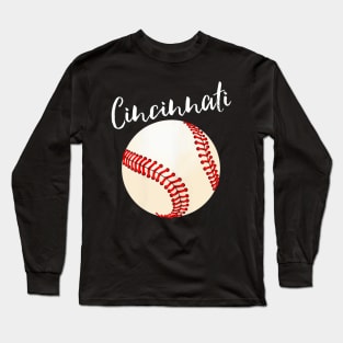 Cincinnati Baseball Women Black Long Sleeve T-Shirt